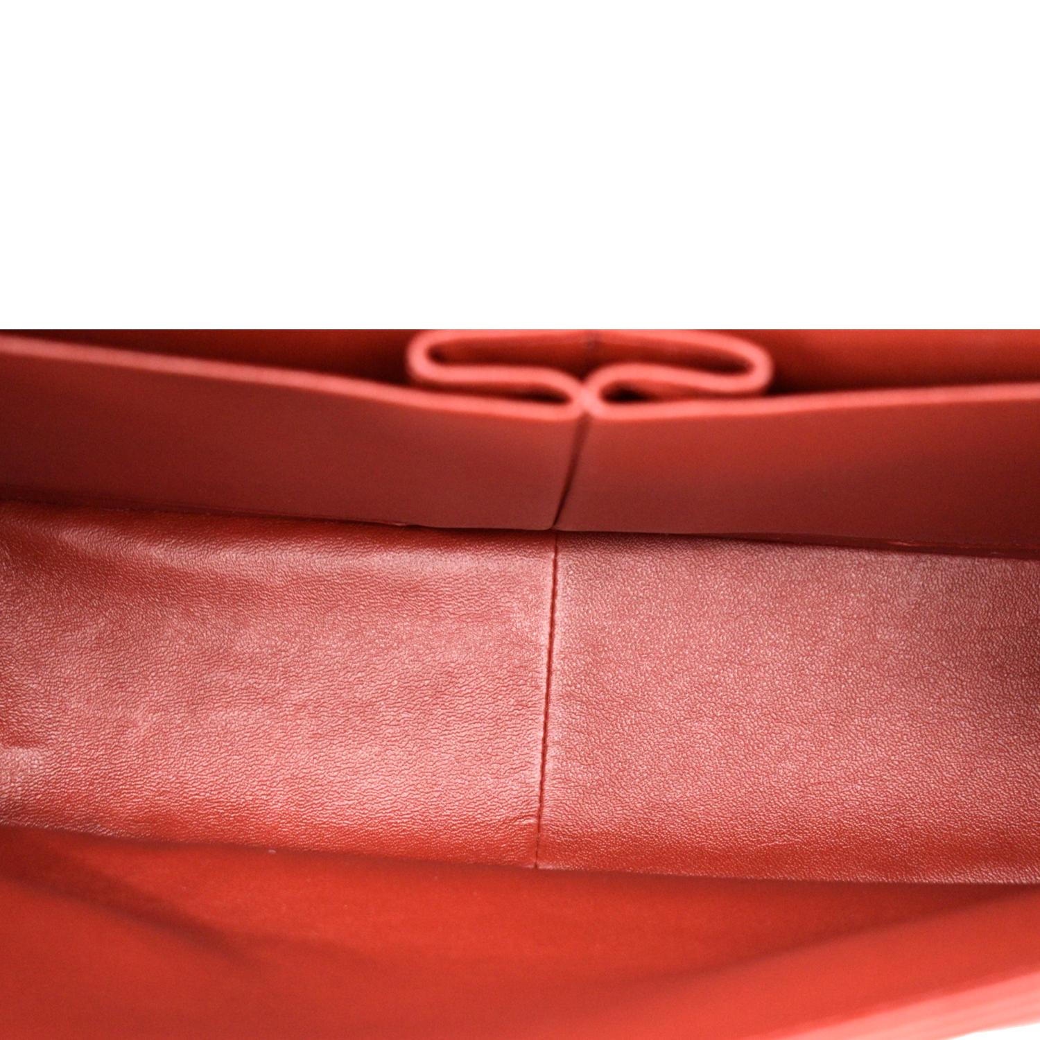 CHANEL Medium Double Flap Lambskin Leather Shoulder Bag Red