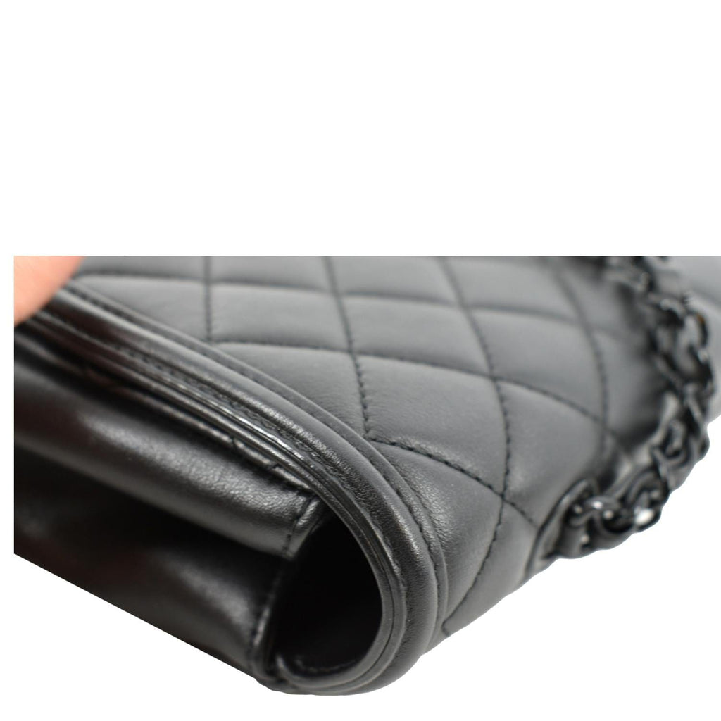 CHANEL Filigree CC Chain Around Leather Crossbody Bag Black