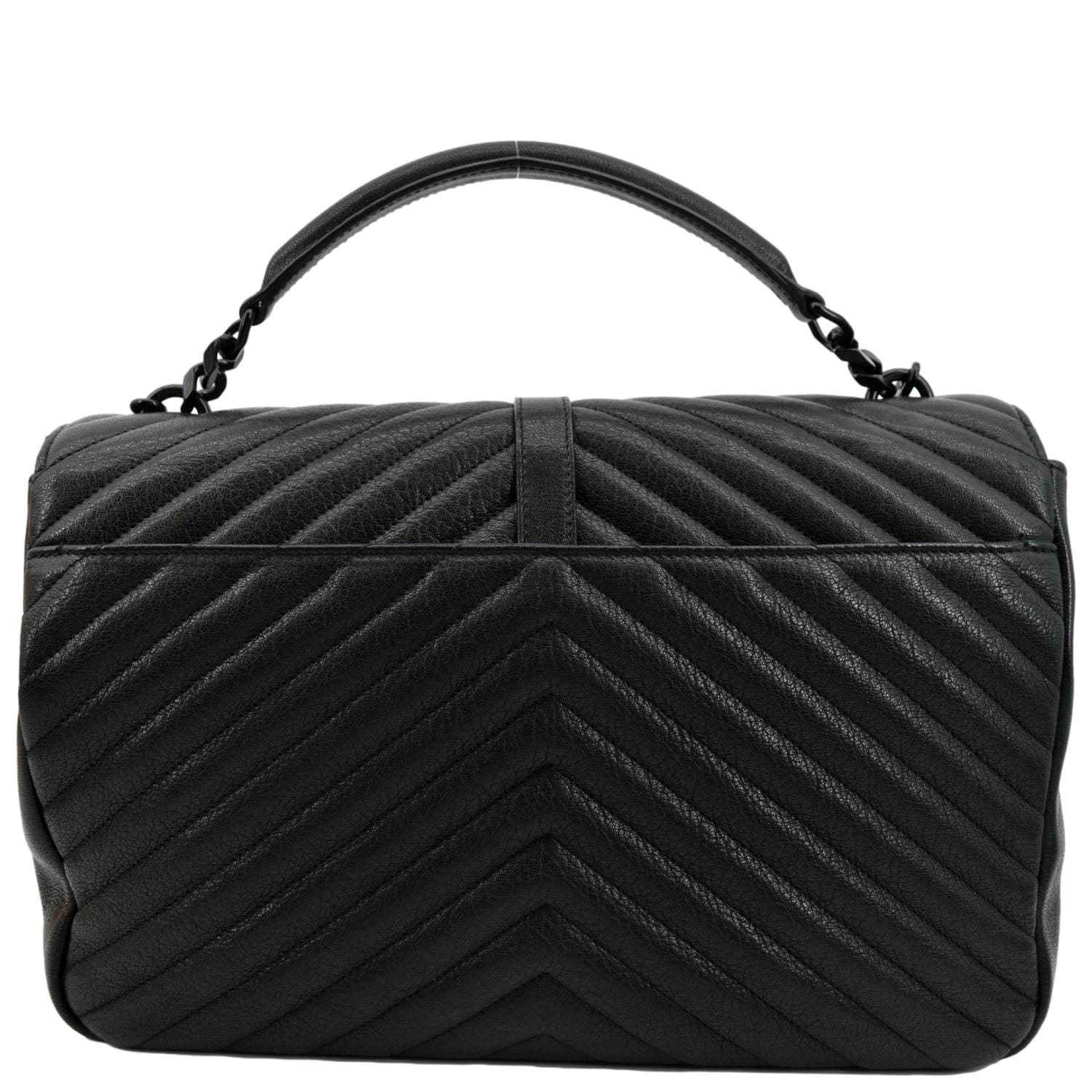 YVES SAINT LAURENT College Large Lambskin Leather Shoulder Chain Bag Black