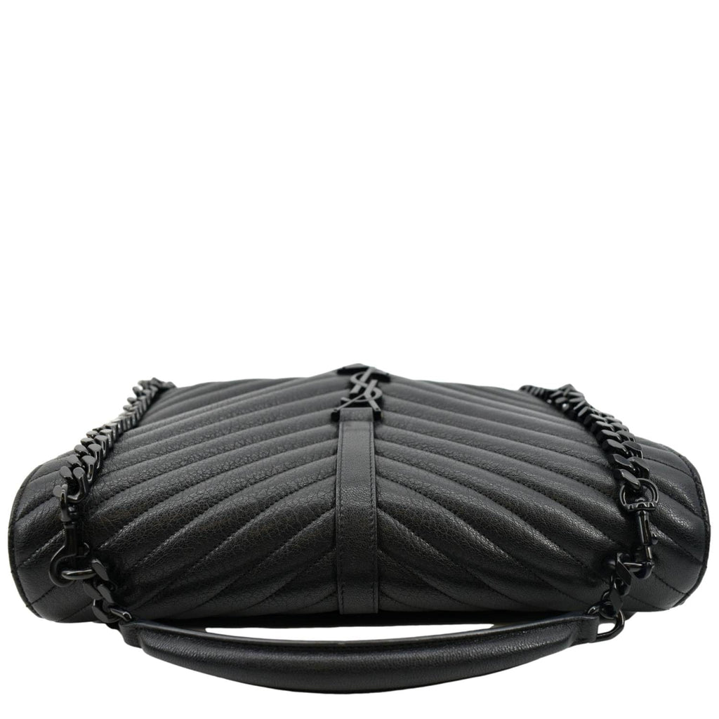 YVES SAINT LAURENT College Large Lambskin Leather Shoulder Chain Bag Black