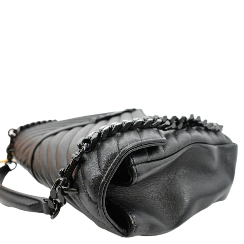 YVES SAINT LAURENT College Large Lambskin Leather Shoulder Chain Bag Black