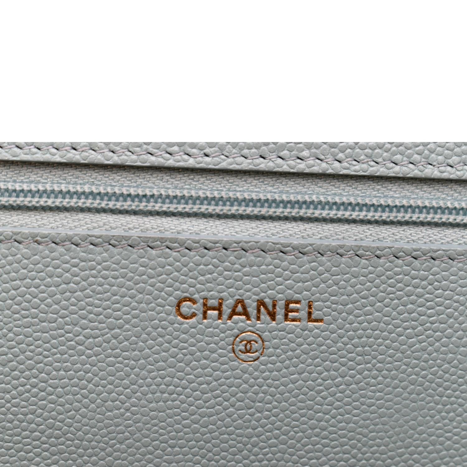 CHANEL CC WOC Caviar Leather Chain Crossbody Bag Light Blue