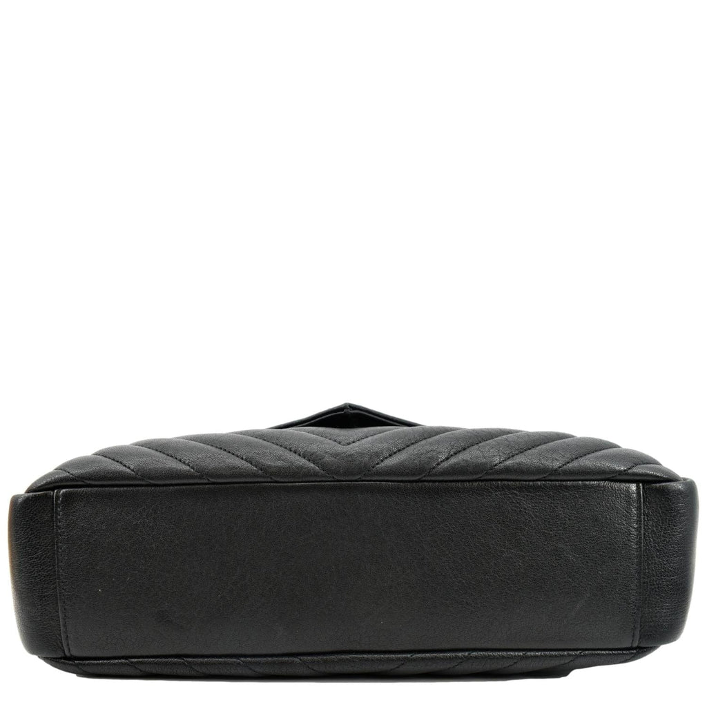 YVES SAINT LAURENT College Large Lambskin Leather Shoulder Chain Bag Black
