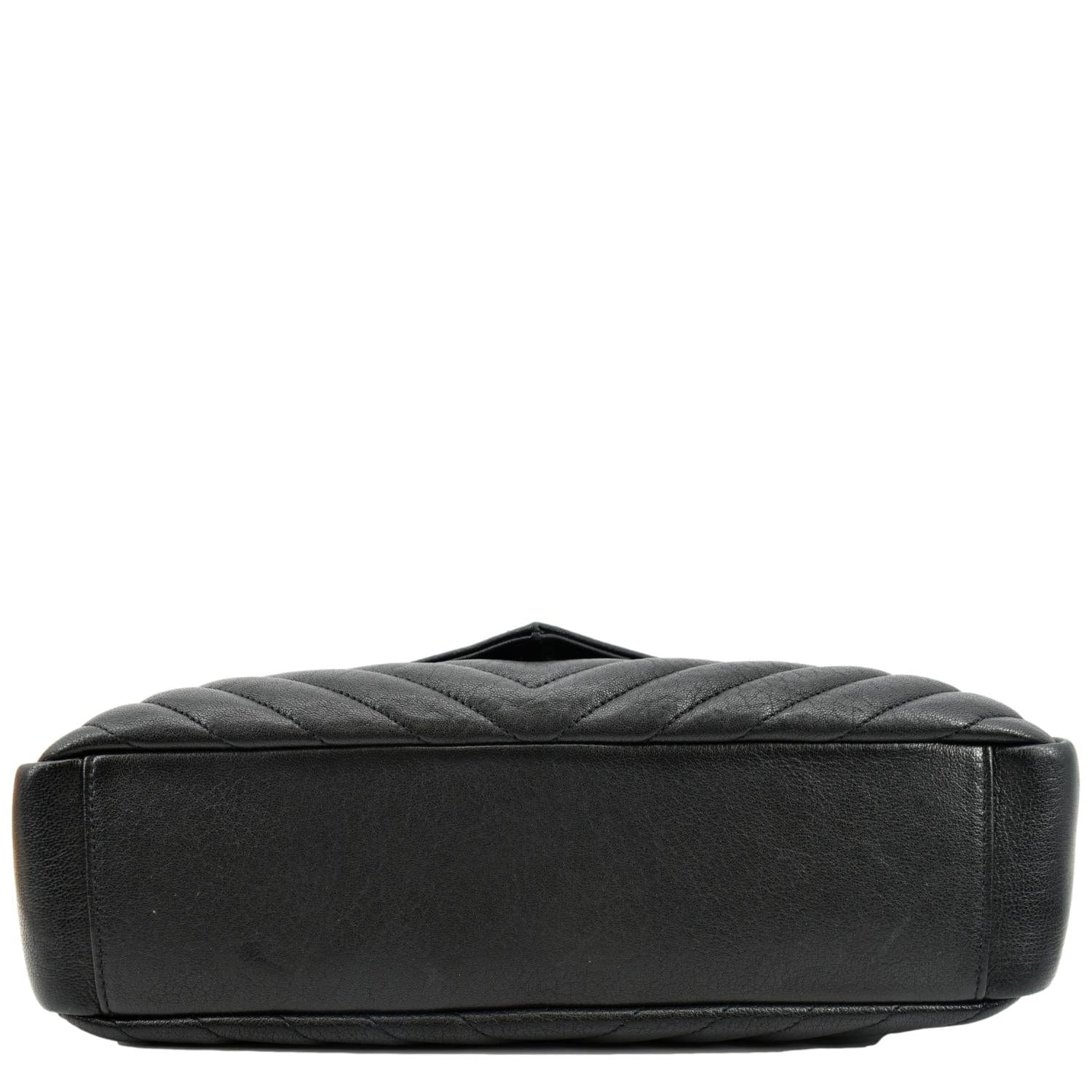 YVES SAINT LAURENT College Large Lambskin Leather Shoulder Chain Bag Black