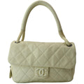 CHANEL Rope Handle Flap Chevre Leather Shoulder Bag White