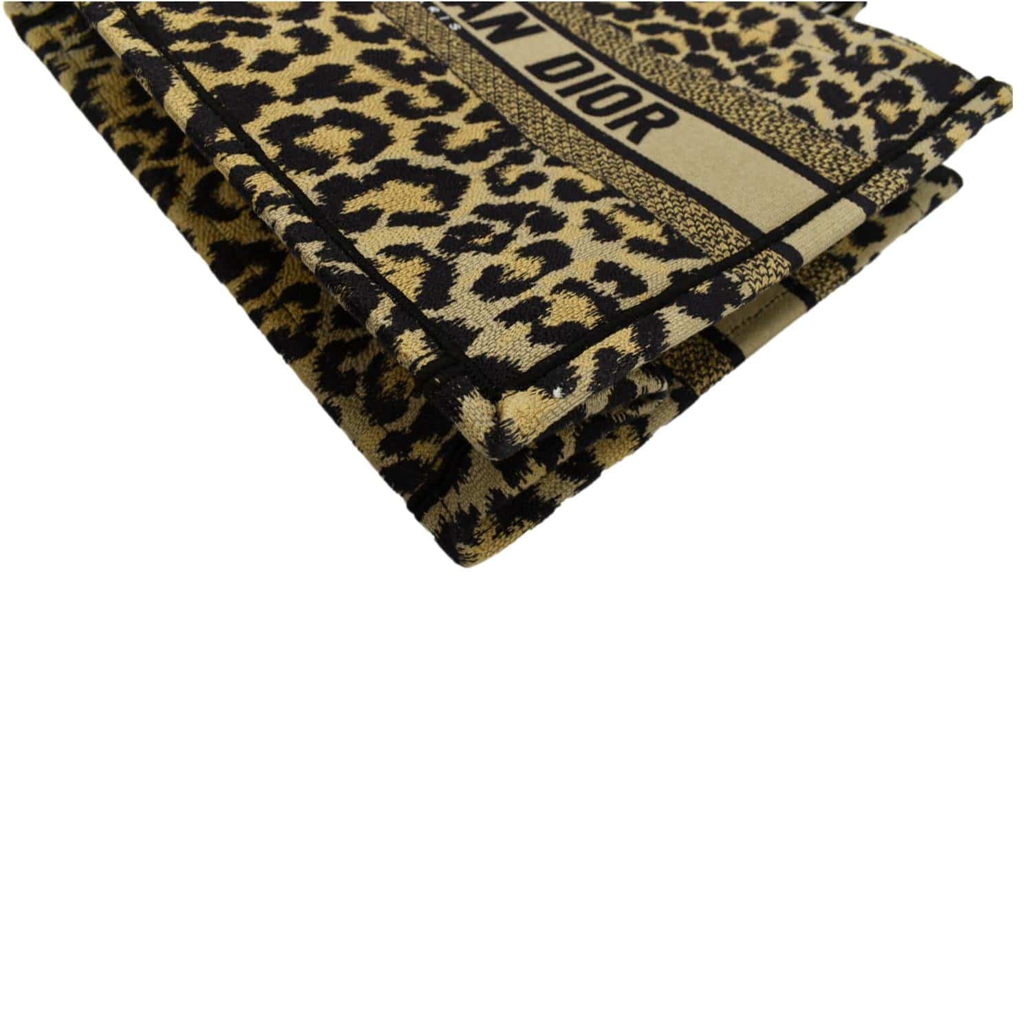 CHRISTIAN DIOR Leopard Medium Book Mizza Embroidered Tote Bag Beige
