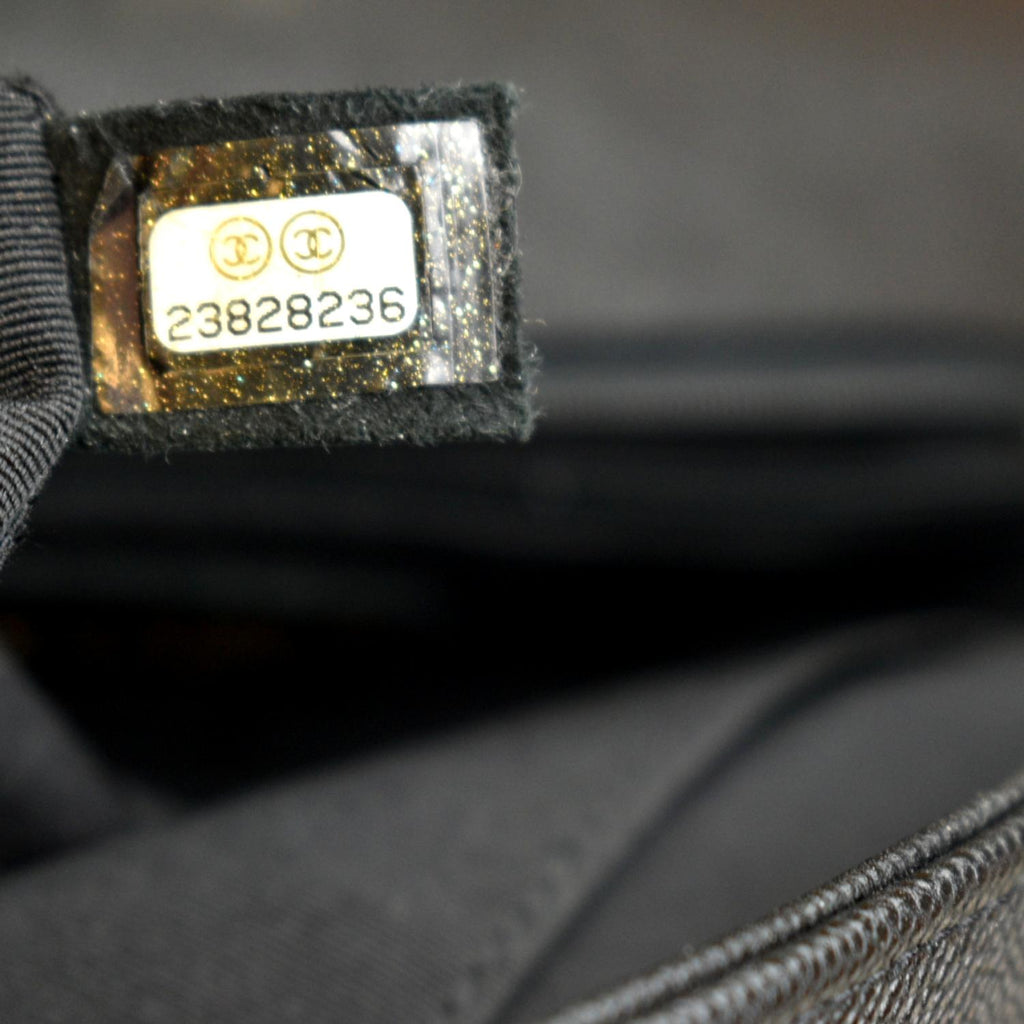 CHANEL Large Boy Flap Caviar Leather Shoulder Bag Black