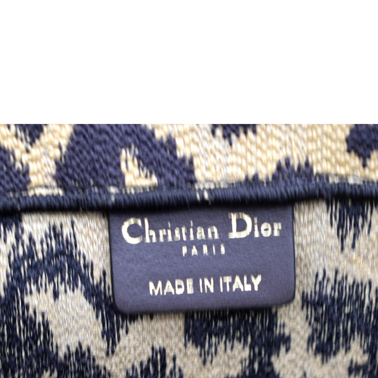 CHRISTIAN DIOR Leopard Medium Book Mizza Embroidered Tote Bag Beige