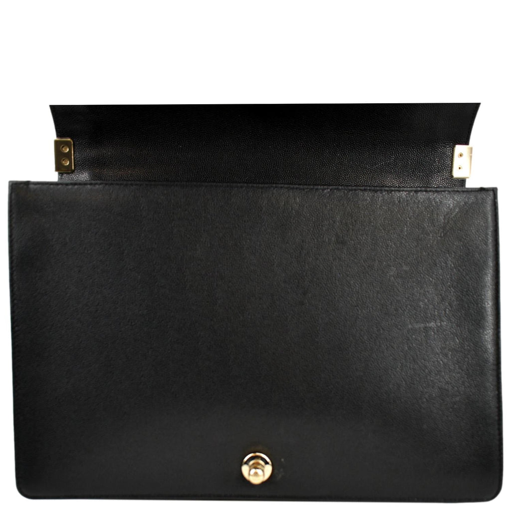 CHANEL Large Boy Flap Caviar Leather Shoulder Bag Black