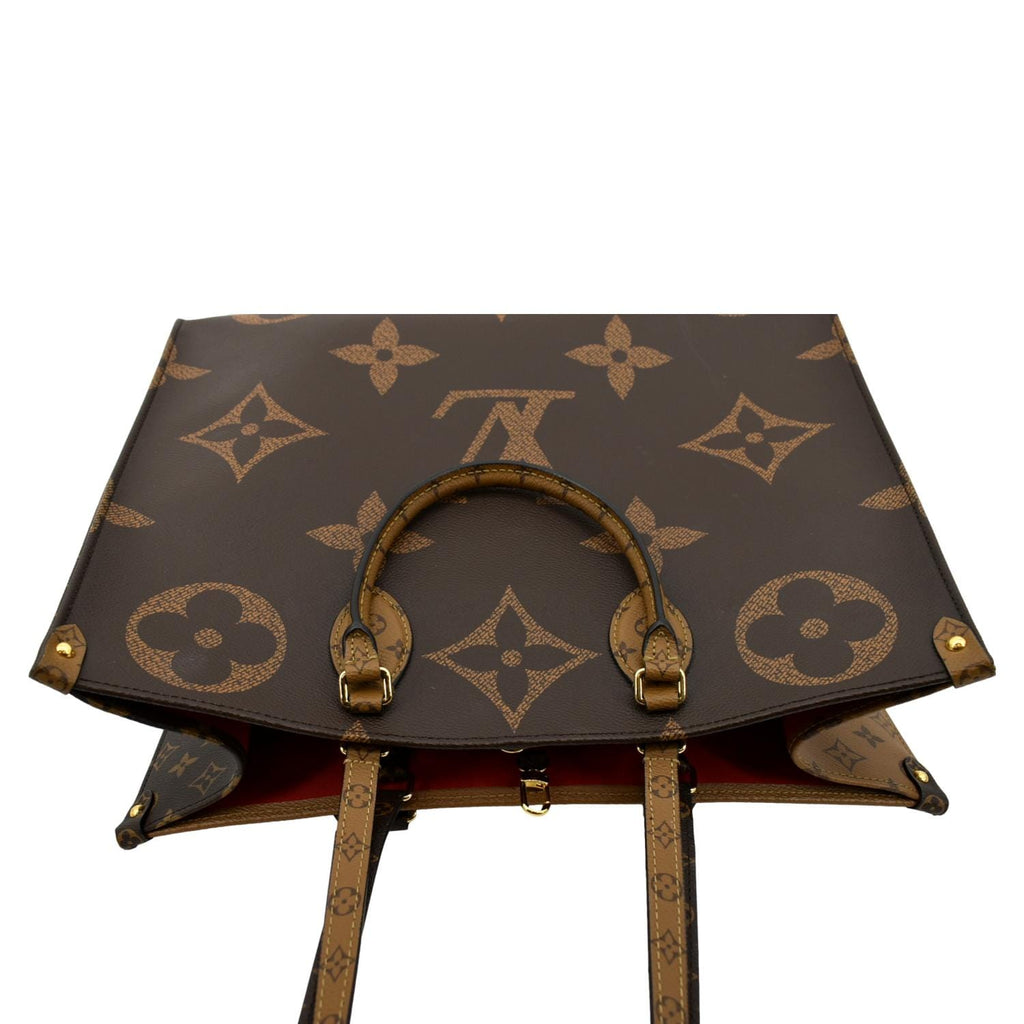 LOUIS VUITTON Onthego GM Giant Monogram Canvas Tote Shoulder Bag Brown