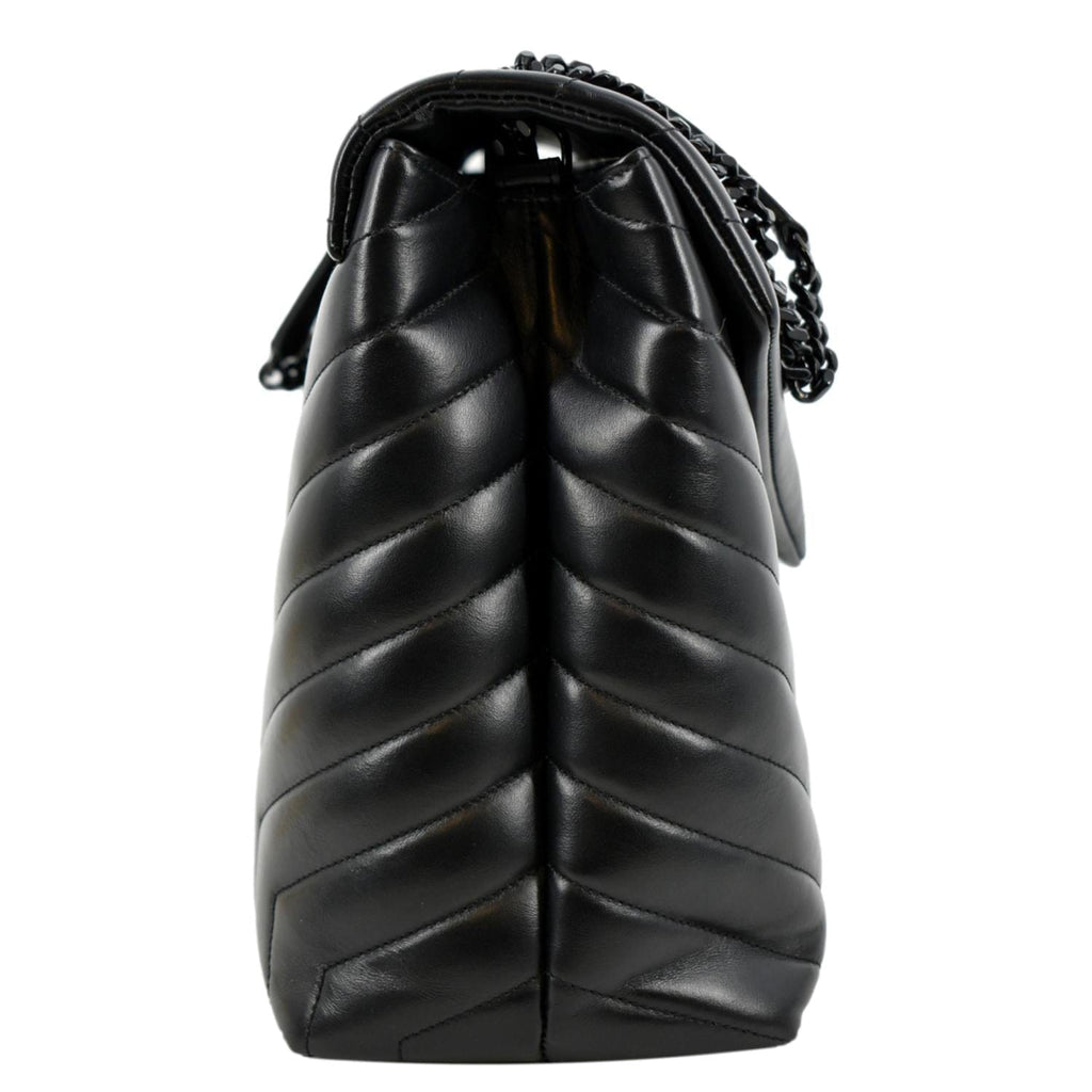 YVES SAINT LAURENT Large Loulou Matelasse Leather Chain Shoulder Bag Black