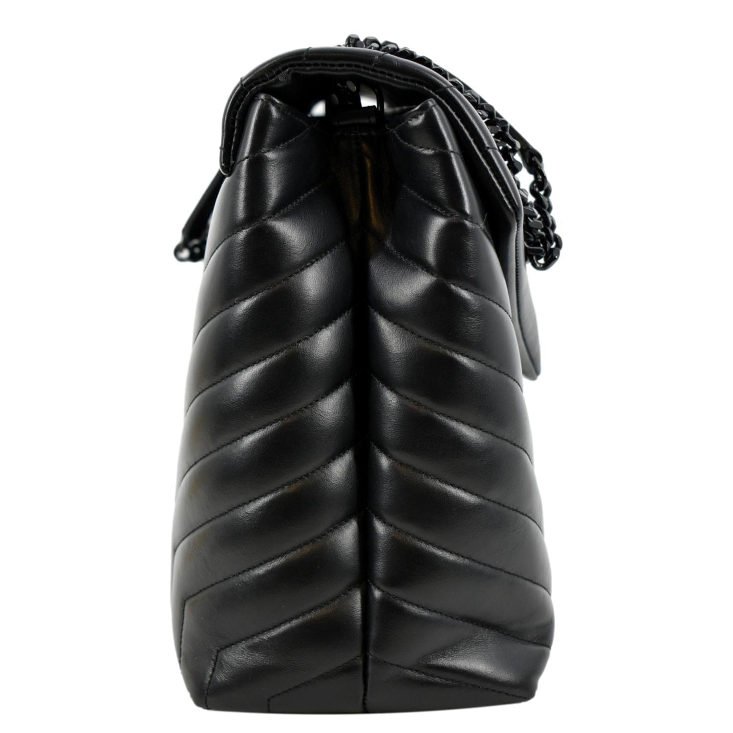 YVES SAINT LAURENT Large Loulou Matelasse Leather Chain Shoulder Bag Black