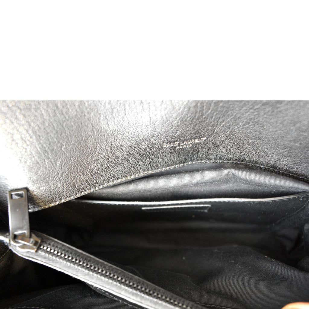 YVES SAINT LAURENT College Large Lambskin Leather Shoulder Chain Bag Black