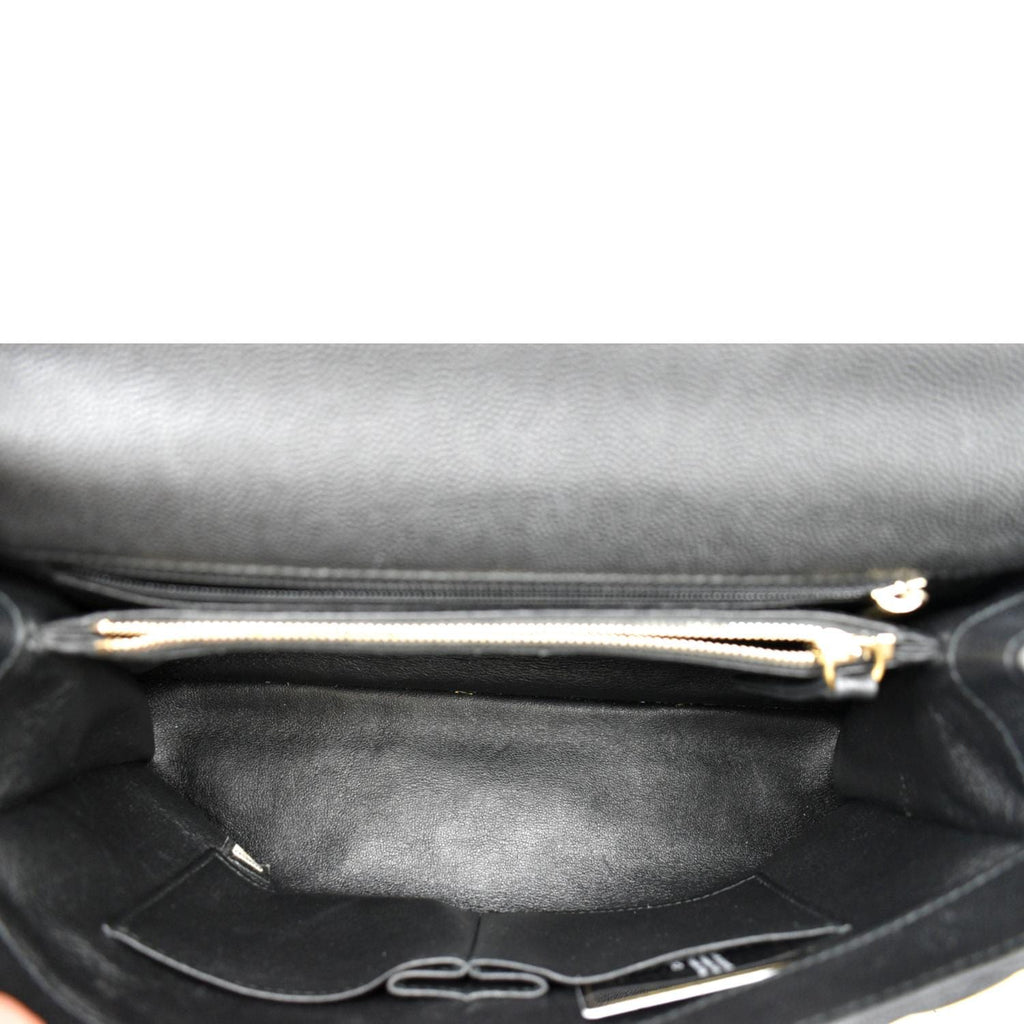 CHANEL Small Coco Quilted Caviar Lizard Handle Shoulder Bag Black  - Hot Deals