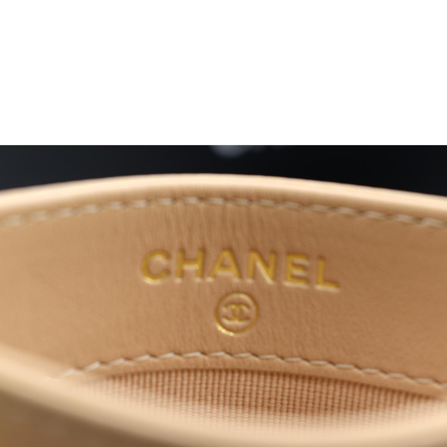 CHANEL CC Card Holder Caviar Leather Wallet Beige