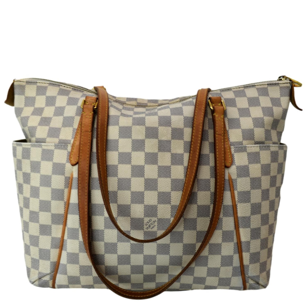 LOUIS VUITTON Totally MM Damier Azur Shoulder Bag White