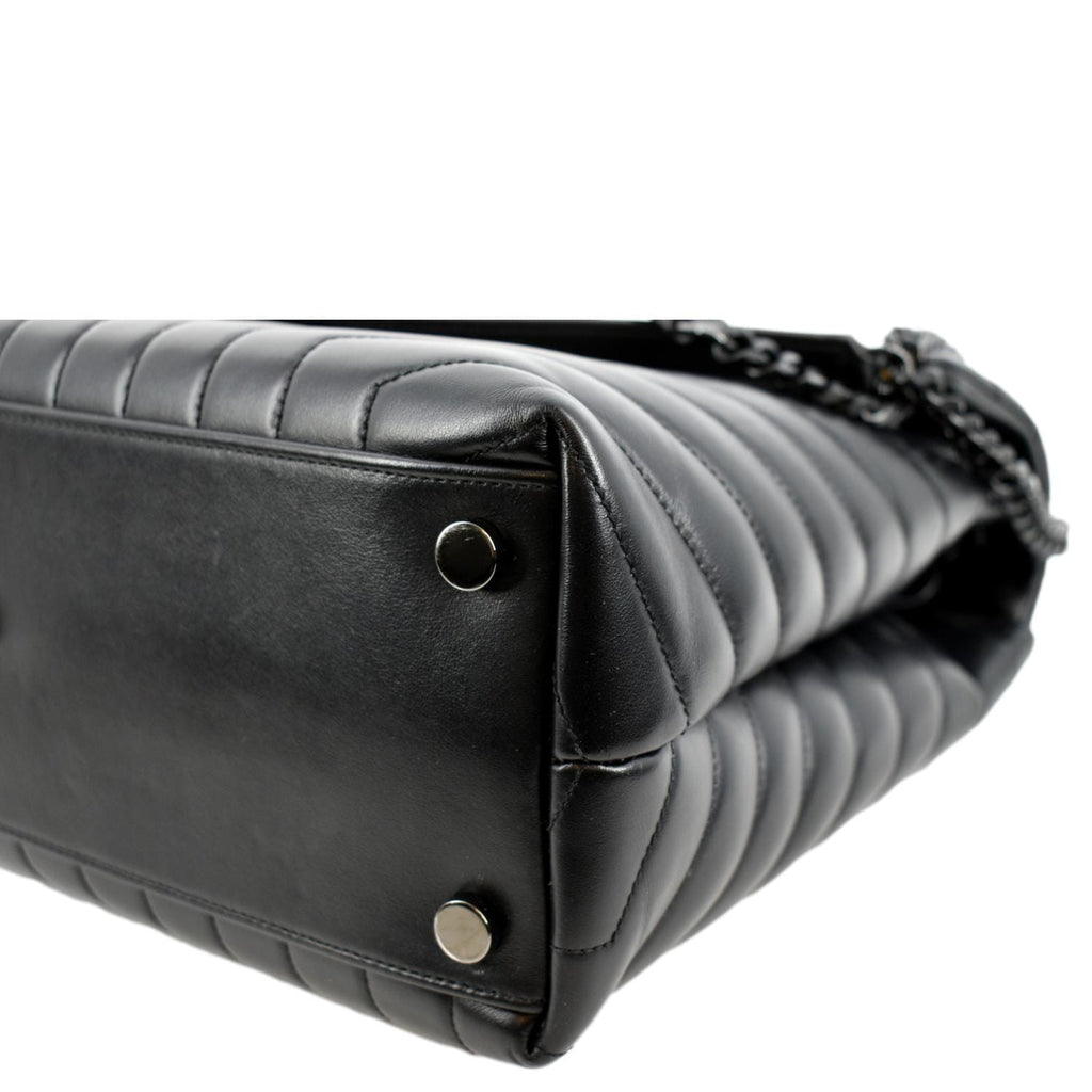 YVES SAINT LAURENT Large Loulou Matelasse Leather Chain Shoulder Bag Black