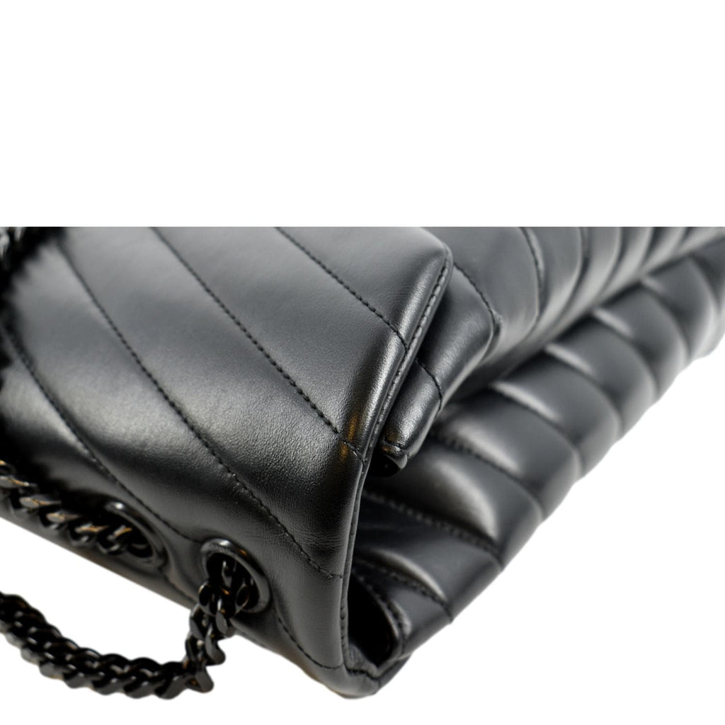YVES SAINT LAURENT Large Loulou Matelasse Leather Chain Shoulder Bag Black
