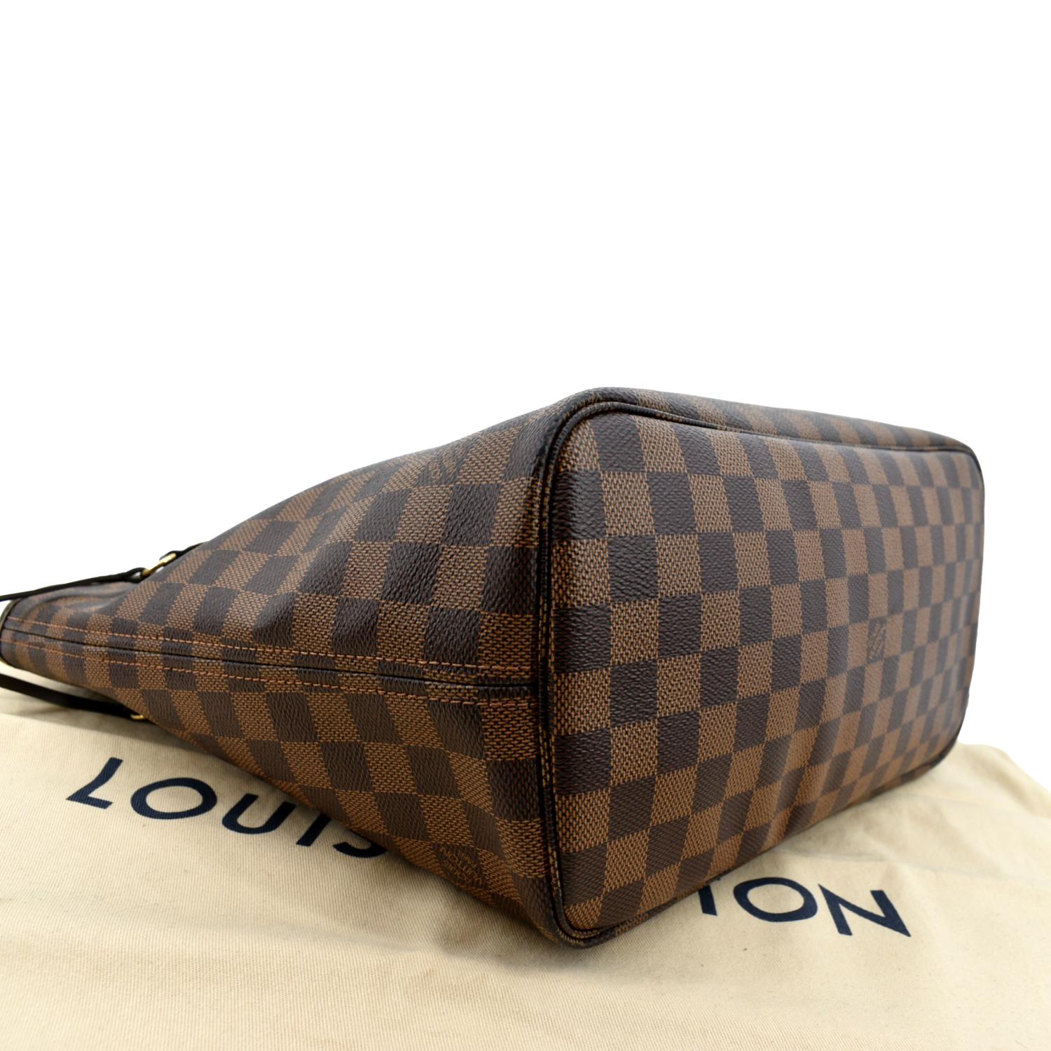 LOUIS VUITTON Neverfull MM Damier Ebene Tote Bag Brown