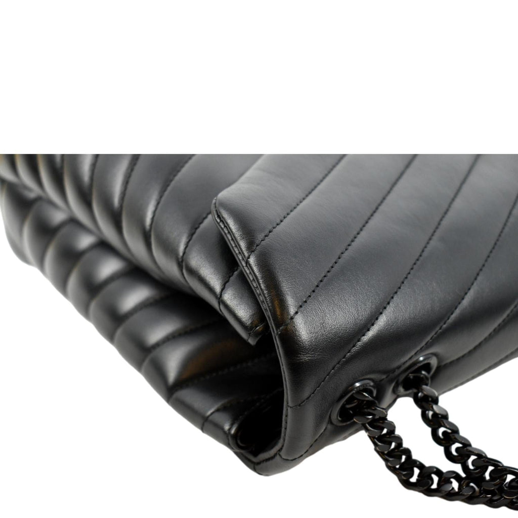 YVES SAINT LAURENT Large Loulou Matelasse Leather Chain Shoulder Bag Black