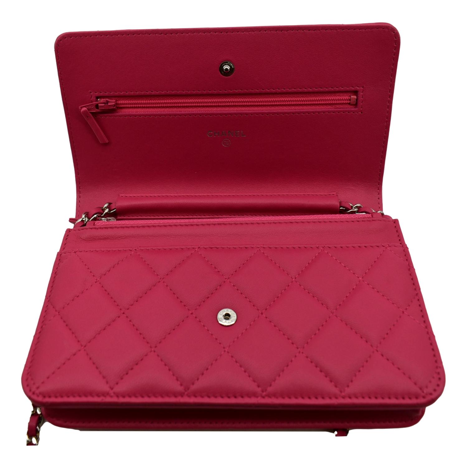 CHANEL WOC Quilted Leather Crossbody Wallet Fuchsia Pink