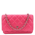 CHANEL WOC Quilted Leather Crossbody Wallet Fuchsia Pink