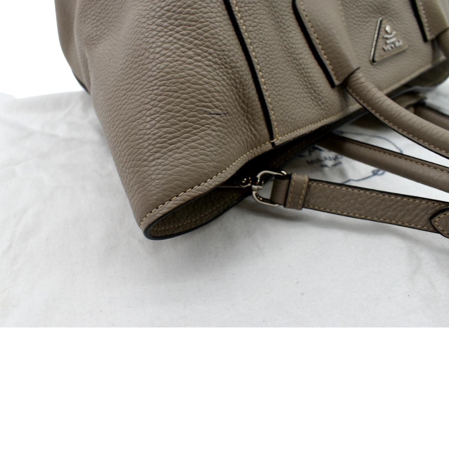 PRADA Leather Tote Shoulder Bag Tan