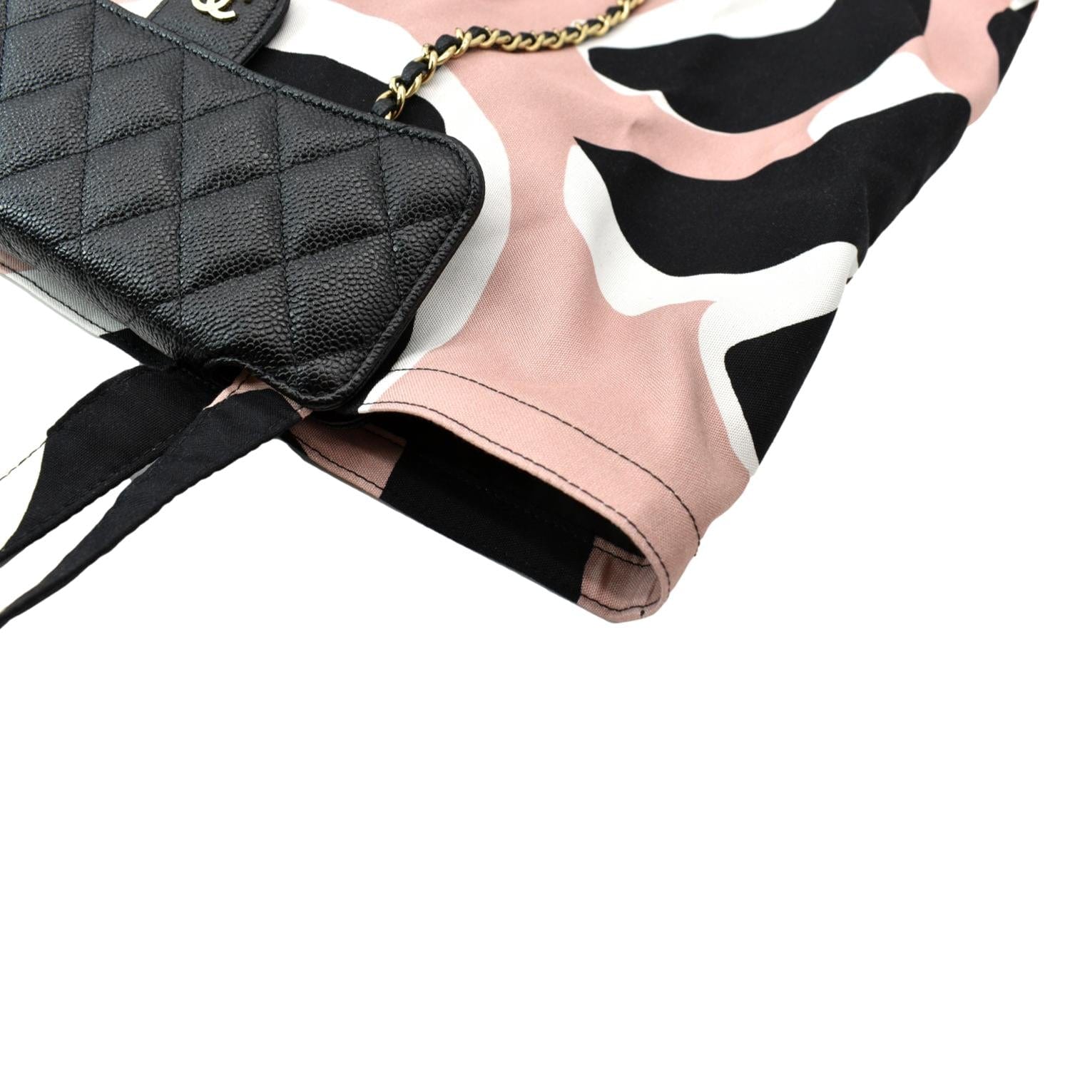 CHANEL Women 2Way Foldable Leather Satchel Crossbody Bag Black