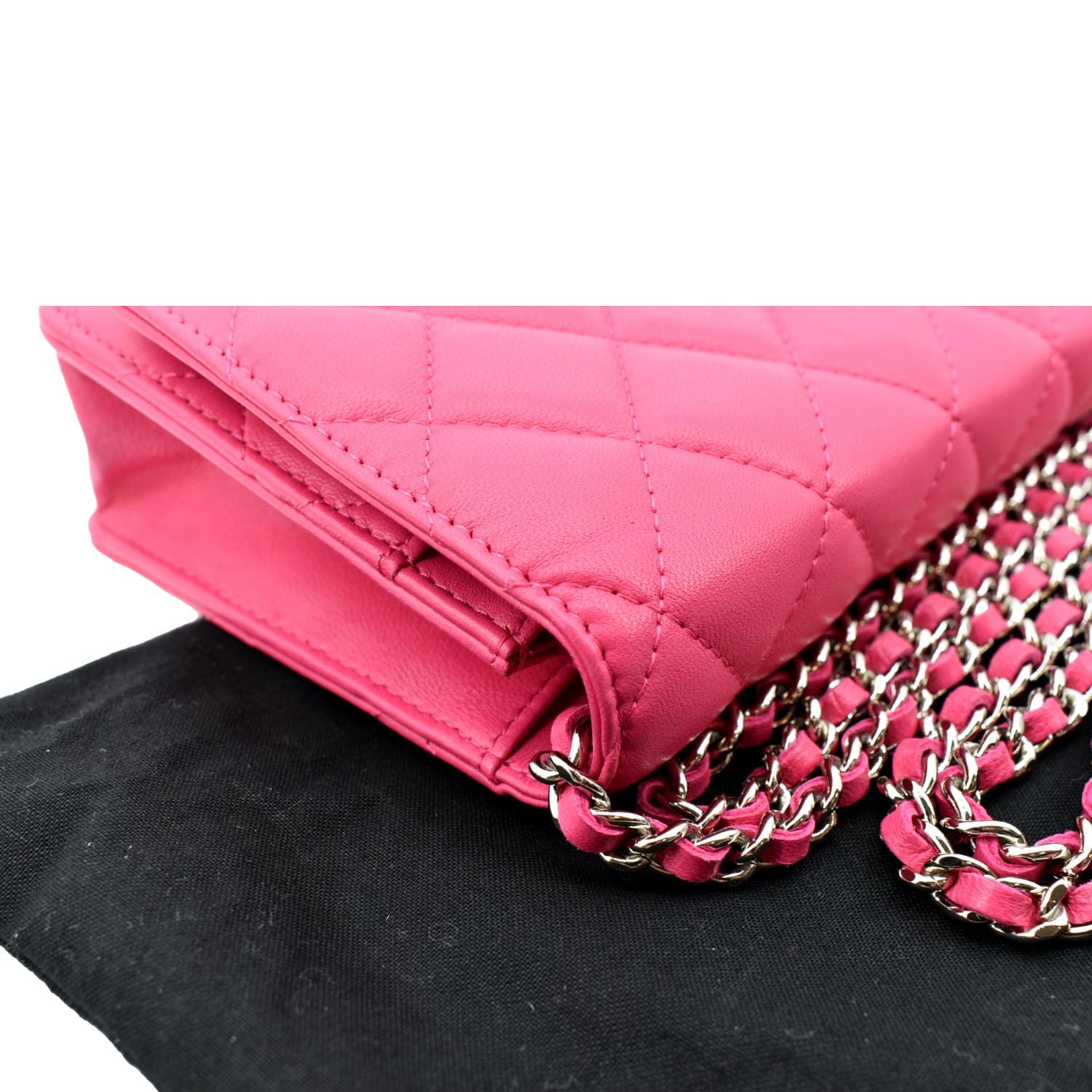 CHANEL WOC Quilted Leather Crossbody Wallet Fuchsia Pink