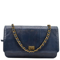 CHANEL Charm Wallet on Chain Python Leather Crossbody Bag Blue