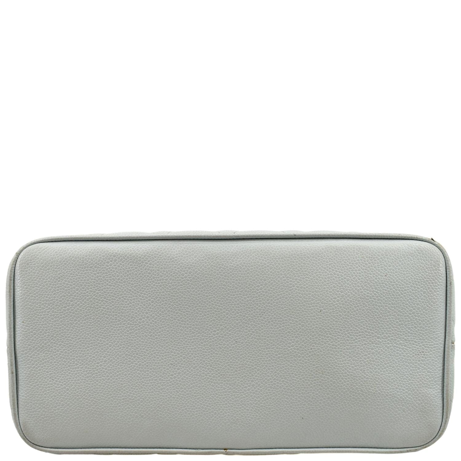 CHANEL Medallion Quilted Caviar Leather Tote Bag White