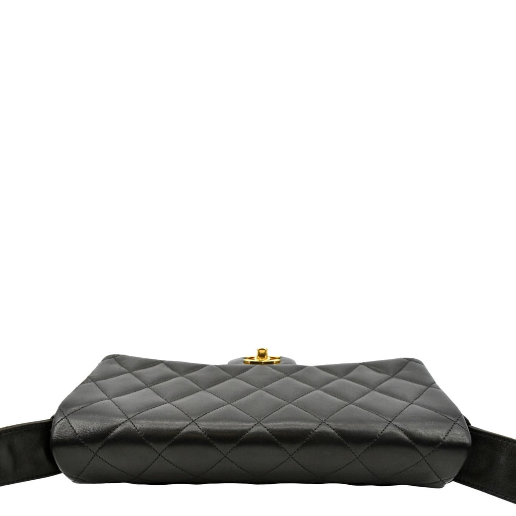 CHANEL Vintage Flap Quilted Leather Shoulder Bag Black