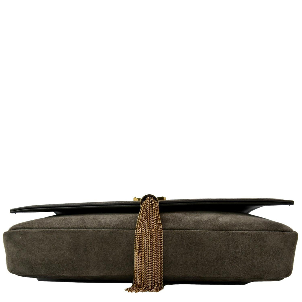 YVES SAINT LAURENT Kate 99 Suede Shoulder Bag Dark Brown