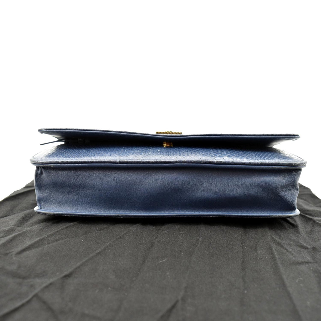 CHANEL Charm Wallet on Chain Python Leather Crossbody Bag Blue