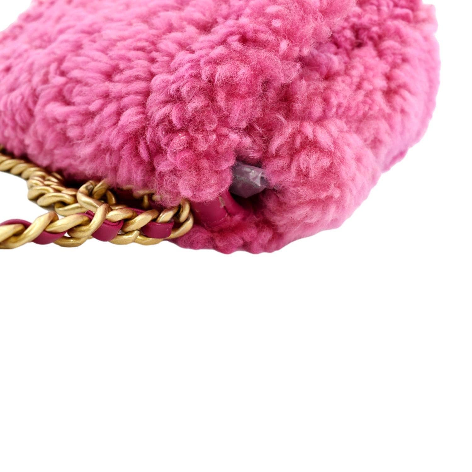 CHANEL 19 Flap Shearling Sheepskin Shoulder Bag Pink