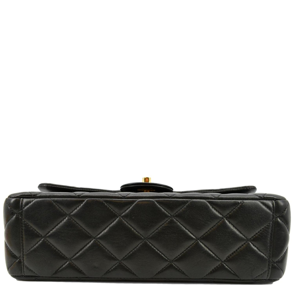 CHANEL Vintage Flap Quilted Leather Shoulder Bag Black
