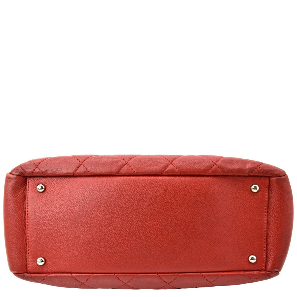 CHANEL Timeless CC Soft Quilted Caviar Leather Shopping Tote Bag Red