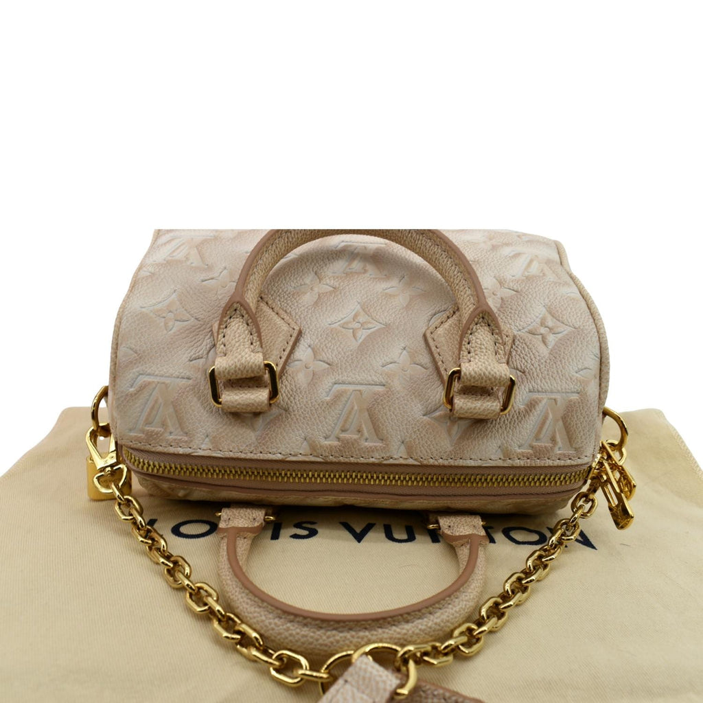 LOUIS VUITTON Speedy 20 Stardust Monogram Embossed Shoulder Bag Beige
