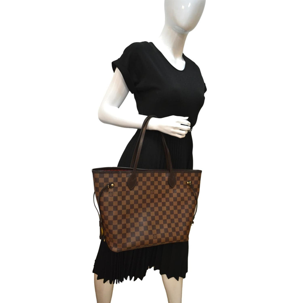 LOUIS VUITTON Neverfull MM Damier Ebene Tote Bag Brown