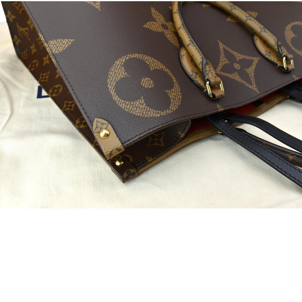LOUIS VUITTON Onthego GM Giant Monogram Canvas Tote Shoulder Bag Brown
