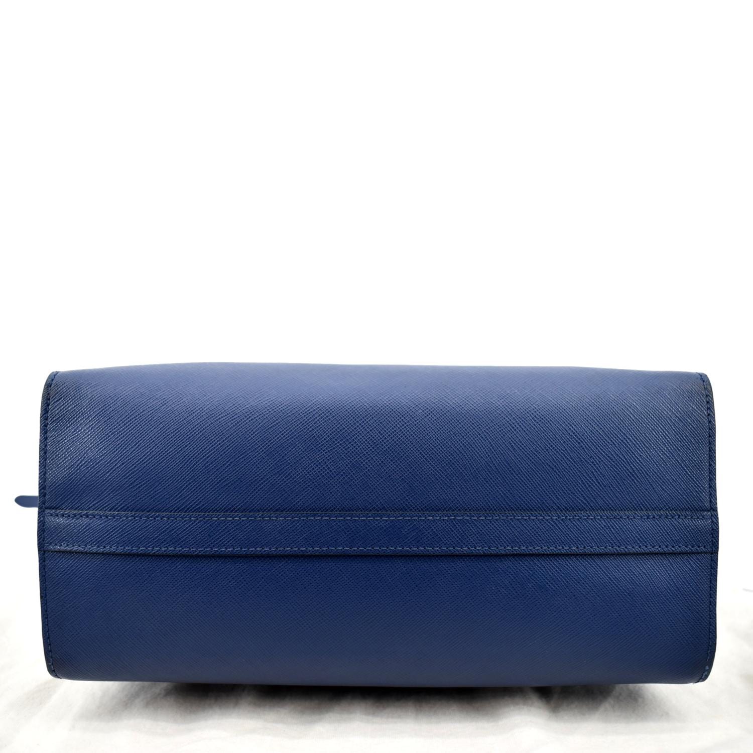 PRADA Saffiano Leather Tote Shoulder Bag Blue
