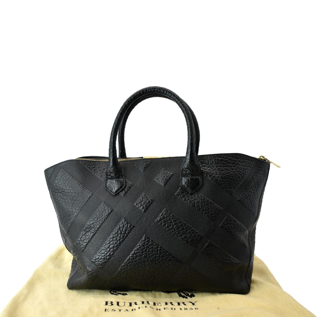 BURBERRY Dewsbury Medium Grain Check Embossed Tote Bag Black