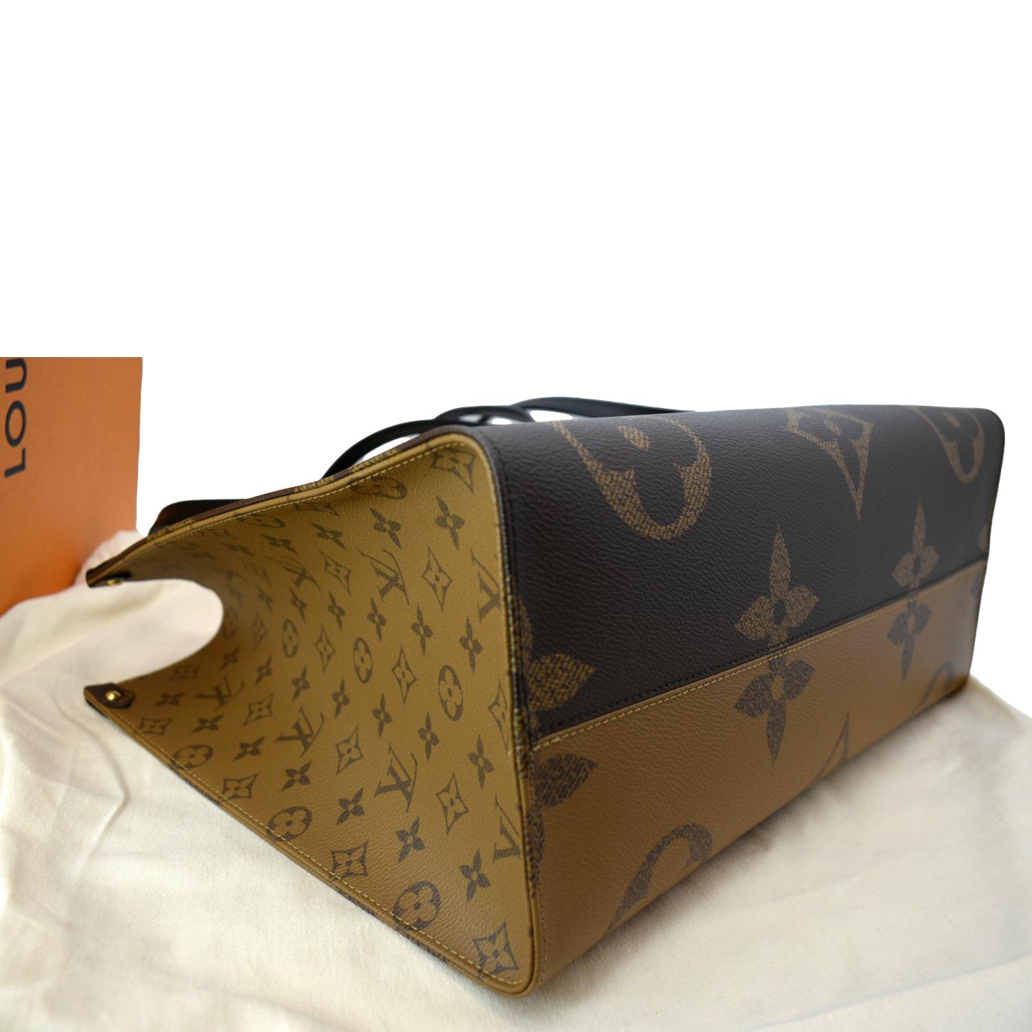 LOUIS VUITTON Onthego GM Giant Monogram Canvas Tote Shoulder Bag Brown