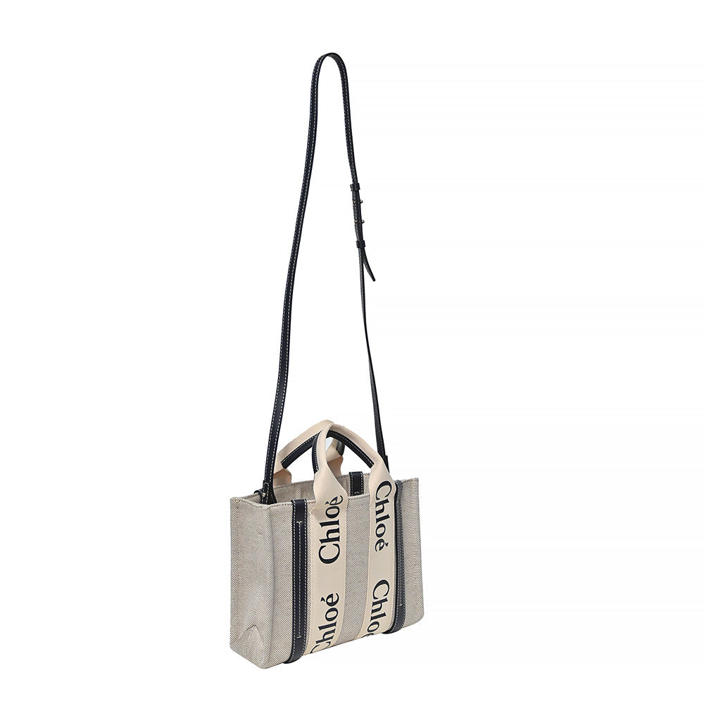 Black/Beige Canvas Small Woody Tote - 3 (Rented Out)