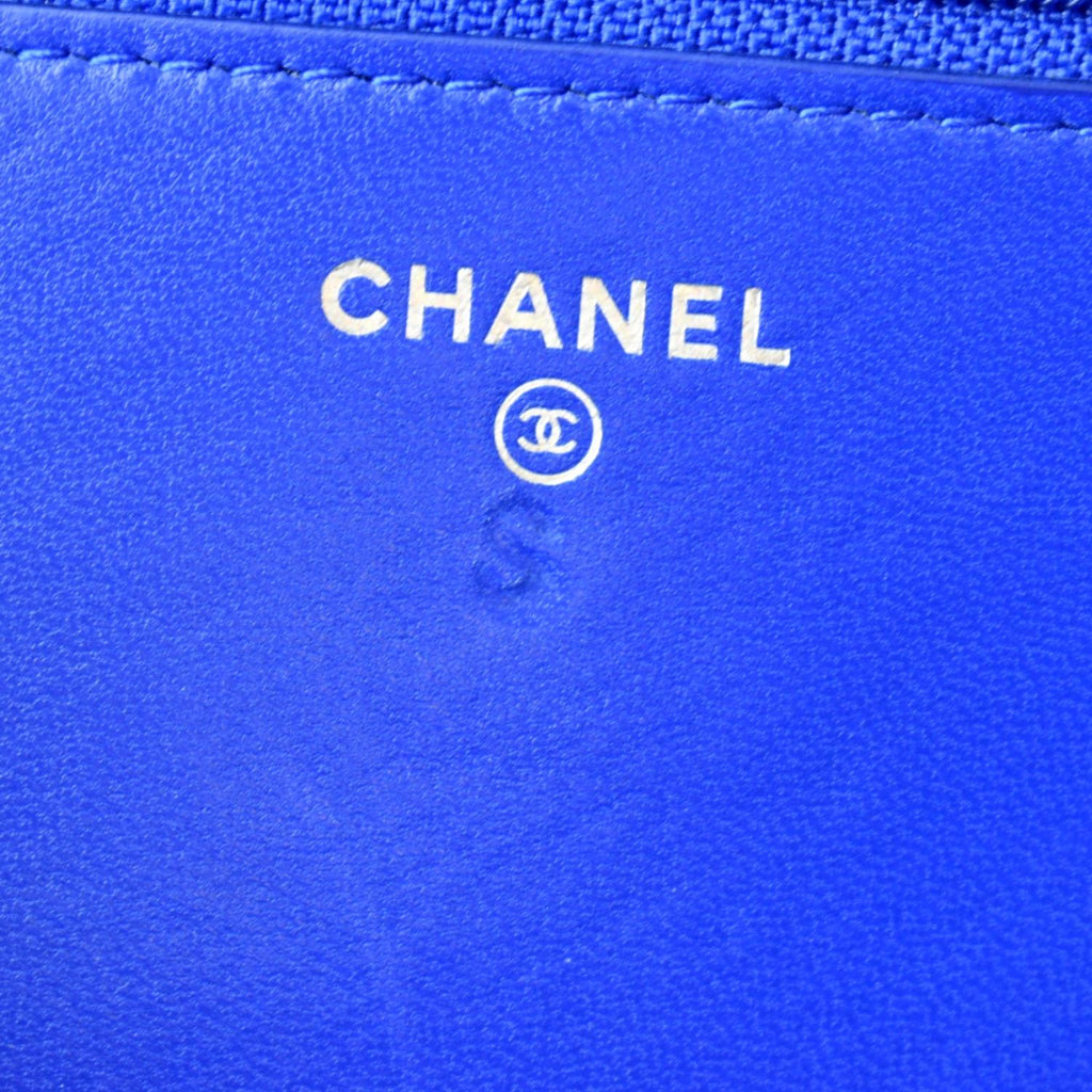 CHANEL Wallet On Chain Quilted Leather Crossbody Bag Blue