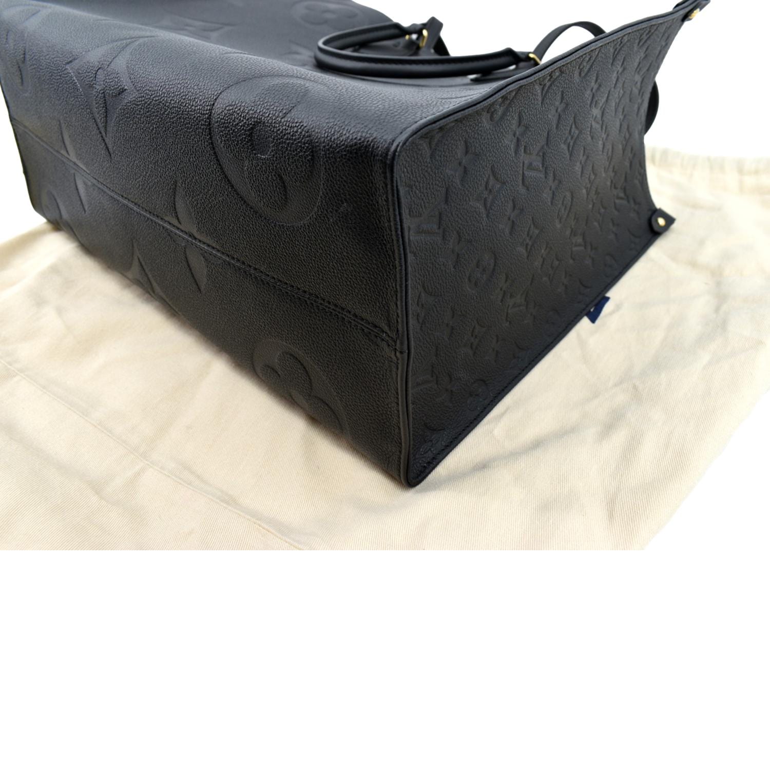 LOUIS VUITTON Onthego GM Monogram Empreinte Leather Tote Bag Black