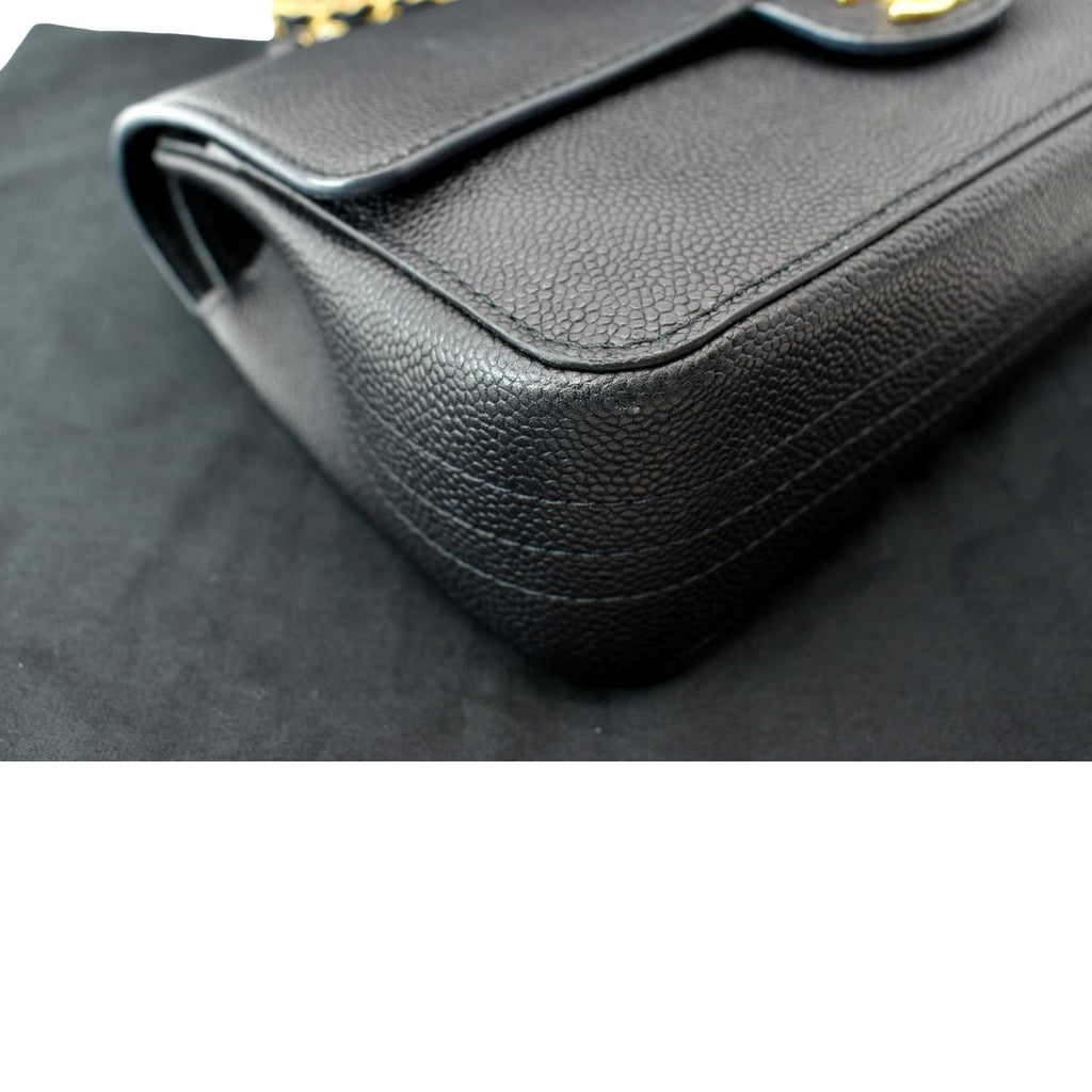 CHANEL Classic Medium Double Flap Caviar Leather Shoulder Bag Black