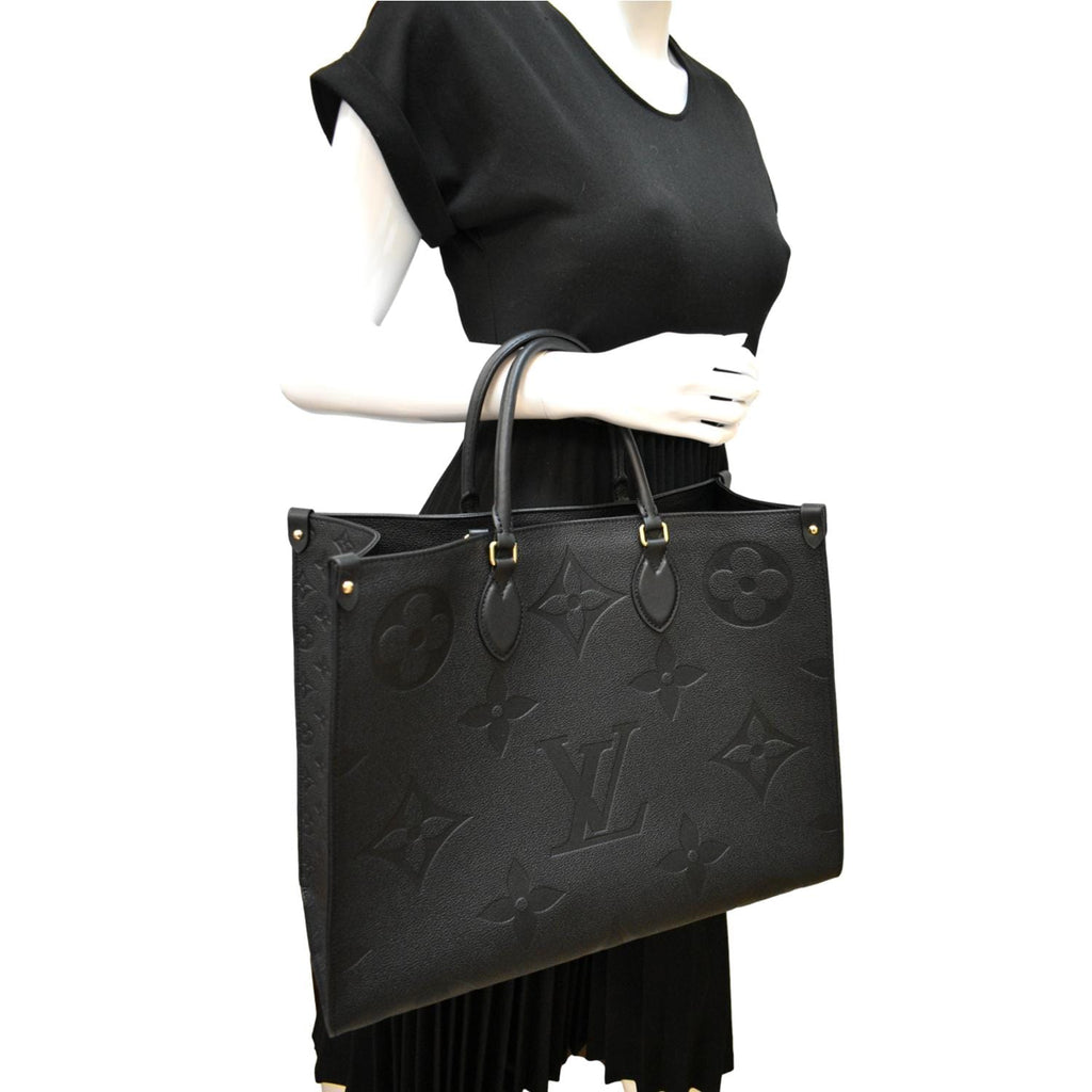 LOUIS VUITTON Onthego GM Monogram Empreinte Leather Tote Bag Black