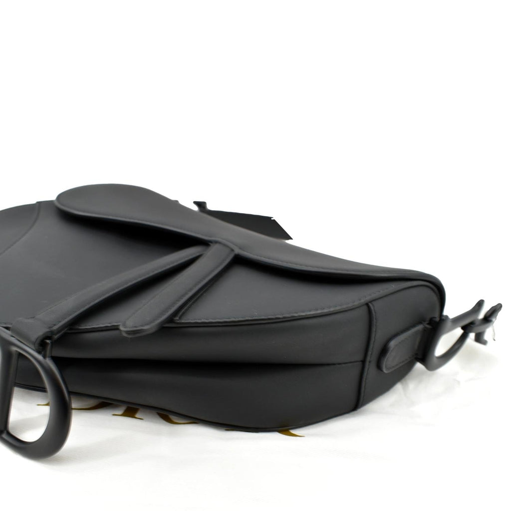 CHRISTIAN DIOR Saddle Leather Satchel Bag Black