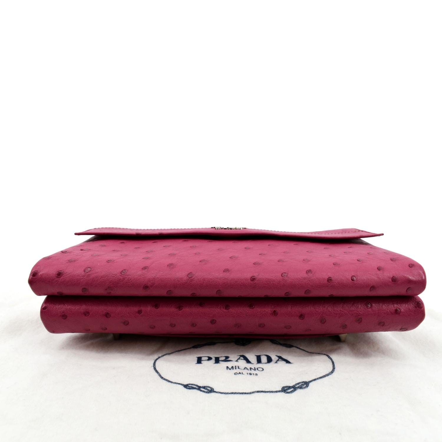PRADA Leather Chain Shoulder Bag Pink BT0992